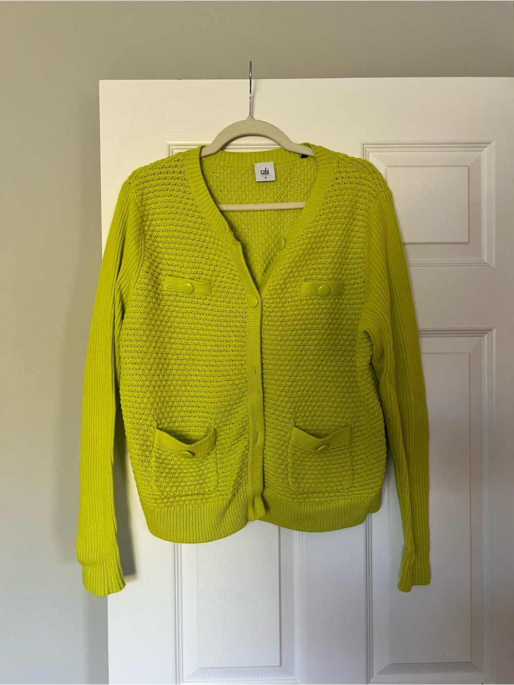 CAbi Lime Green Knit Cardigan Sweater